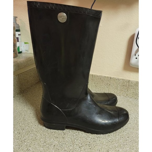 UGG Shoes - UGG Black Tall Rubber Rain Boots Size 10